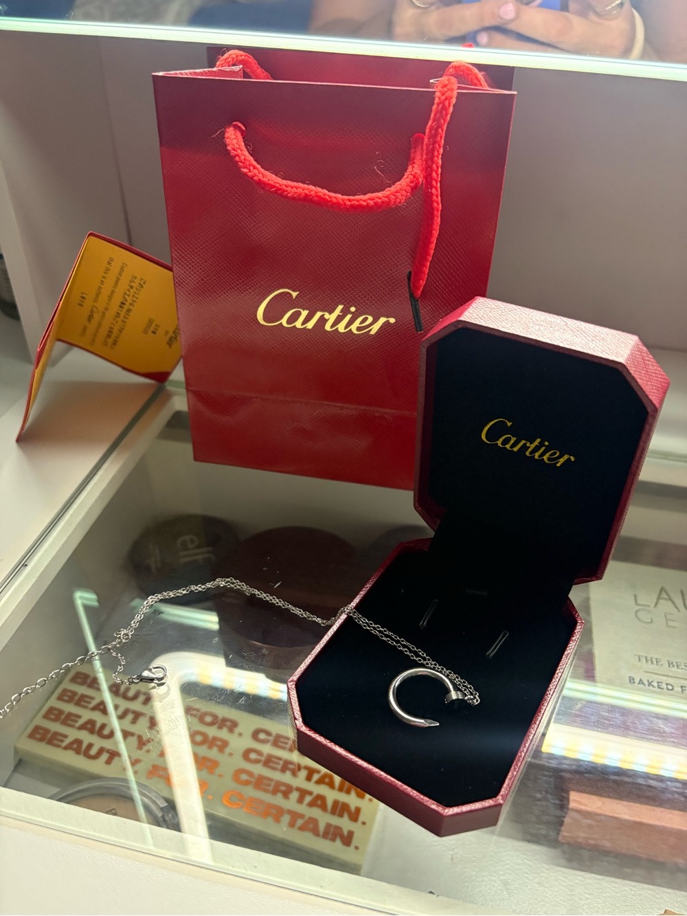 Cartier Silver Crescent Necklace with Fine Chain